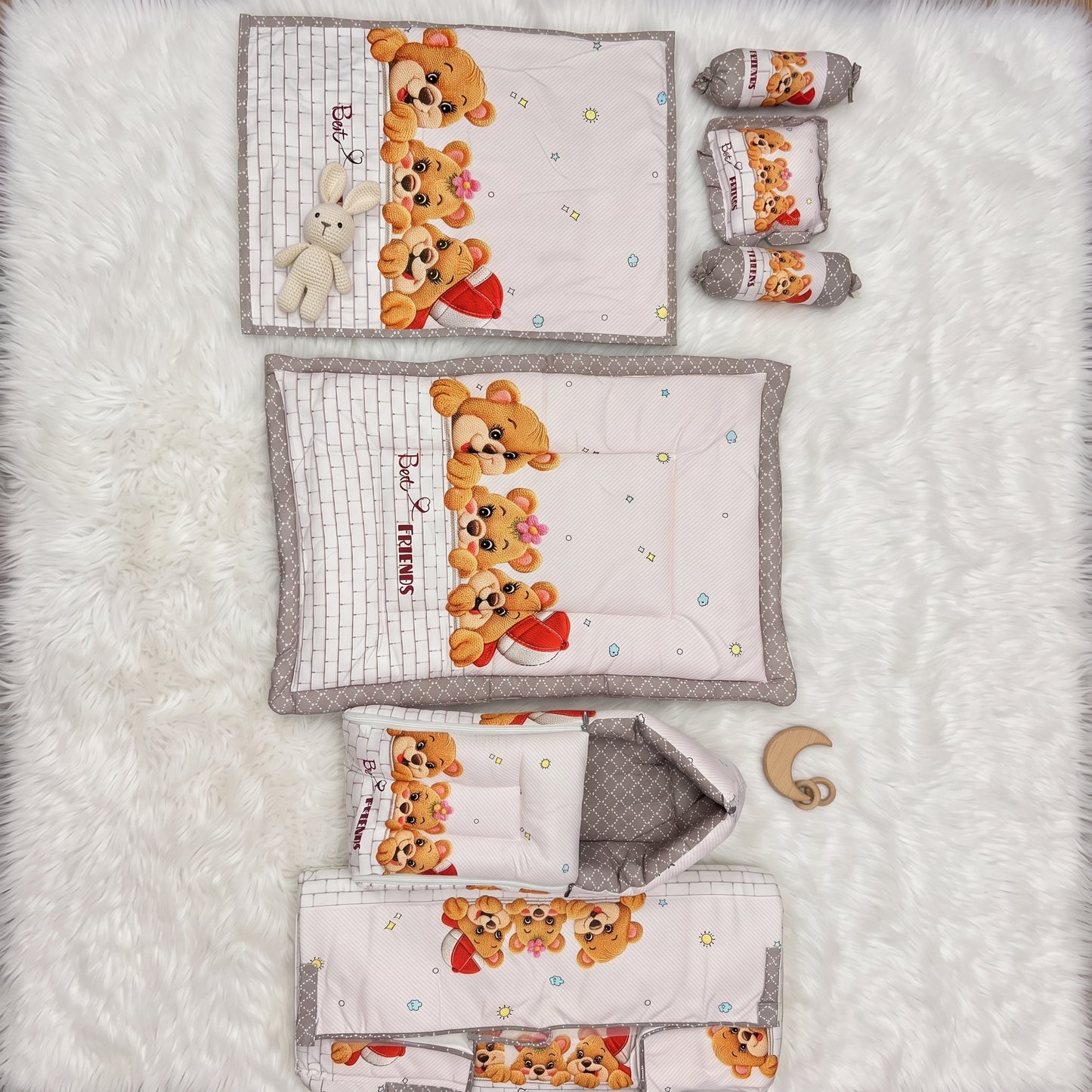 MONIMINI LUXURY DIGITAL PRINT BABY BEDDING COMBO SET FOR NEWBORNS 7-PIECE COTTON BABY CARE ESSENTIALS