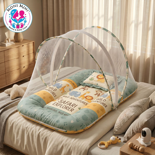 MONIMINI PREMIUM DIGITAL PRINT 2-IN-1 COMBO SET | BABY SLEEPING BAG & MOSQUITO NET
