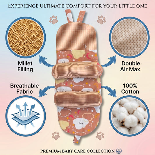 MONIMINI PREMIUM RAI PILLOW FOR BABIES | SOFT COTTON MUSTARD SEED HEAD SUPPORT PILLOW