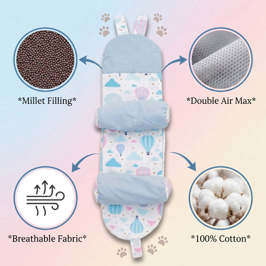 MONIMINI TRADITIONAL MUSTARD RAI PILLOW | BREATHABLE BABY HEAD SUPPORT FOR PEACEFUL SLEEP