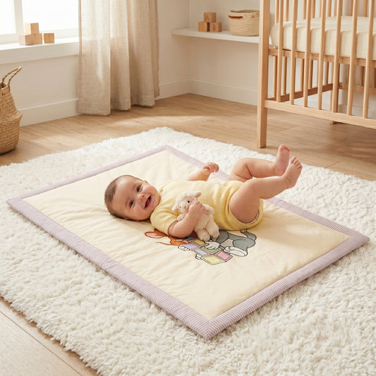 MONIMINI LUXURY PRINTED BABY MATTRESS | ULTRA SOFT COTTON SLEEPING & PLAY BED FOR NEWBORNS