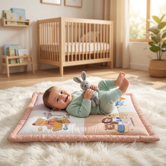 MONIMINI LUXURY PRINTED BABY MATTRESS | ULTRA SOFT COTTON SLEEPING & PLAY BED FOR NEWBORNS