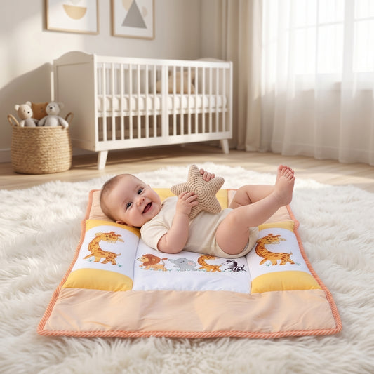 MONIMINI PREMIUM JOINT BABY MATTRESS SET | SOFT COTTON SLEEPING & PLAY BED WITH HEAD SUPPORT PILLOW FOR NEWBORNS