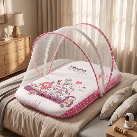 MONIMINI PREMIUM BABY BEDDING SET | DIGITAL PRINT MATTRESS, MOSQUITO NET SLEEPING BAG & BABY ESSENTIALS