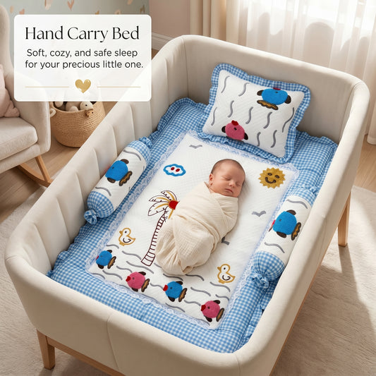MONIMINI LUXURY UNN WORK BABY BEDDING COMBO SET FOR NEWBORNS 7-PIECE COTTON BABY CARE ESSENTIALS