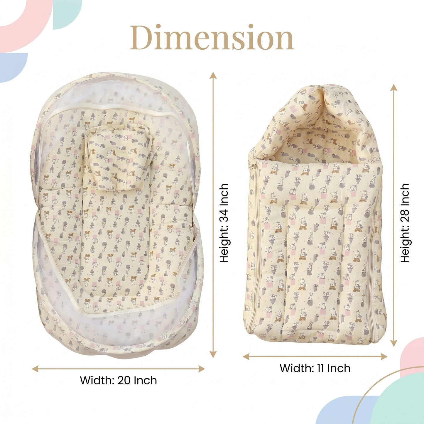 MONIMINI PREMIUM MUSLIN COMBO SET | BABY SLEEPING BAG & MOSQUITO NET MATTRESS FOR NEWBORNS