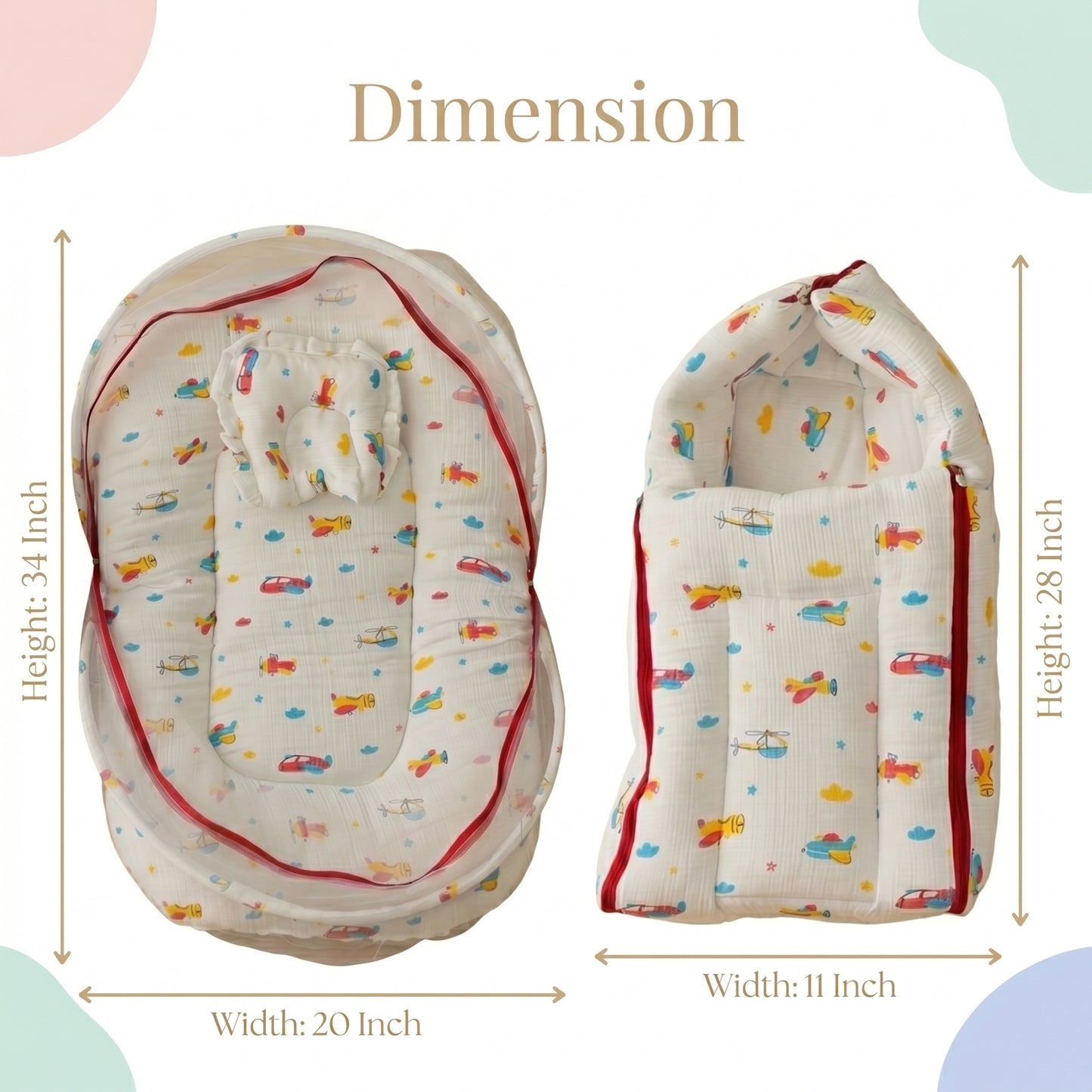 MONIMINI PREMIUM MUSLIN COMBO SET | BABY SLEEPING BAG & MOSQUITO NET MATTRESS FOR NEWBORNS