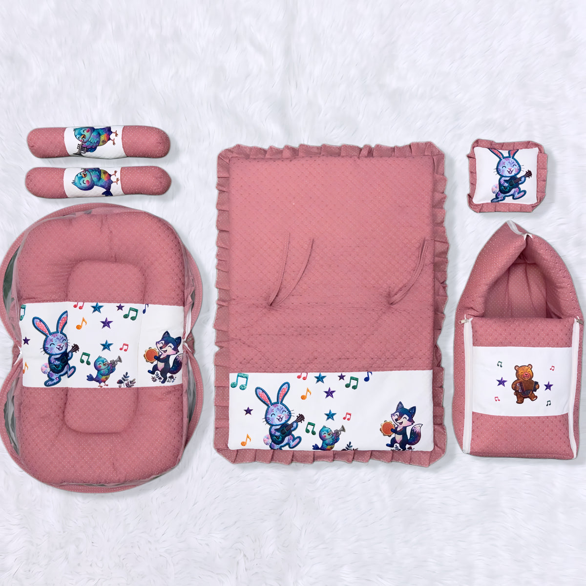 MONIMINI LUXURY DTF PRINT BABY BEDDING SET | COMPLETE NEWBORN SLEEP & CARE COMBO