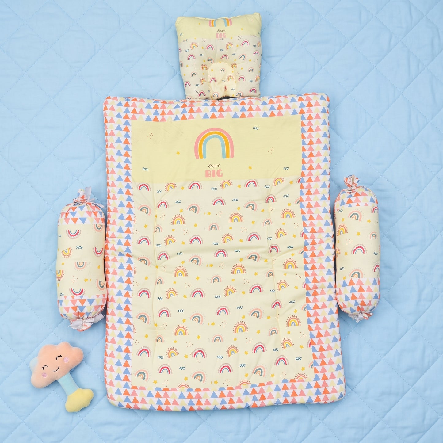 MONI MINI Premium Unique Design Baby Mattress Set With 2 Bolster and 1 Head Pillow