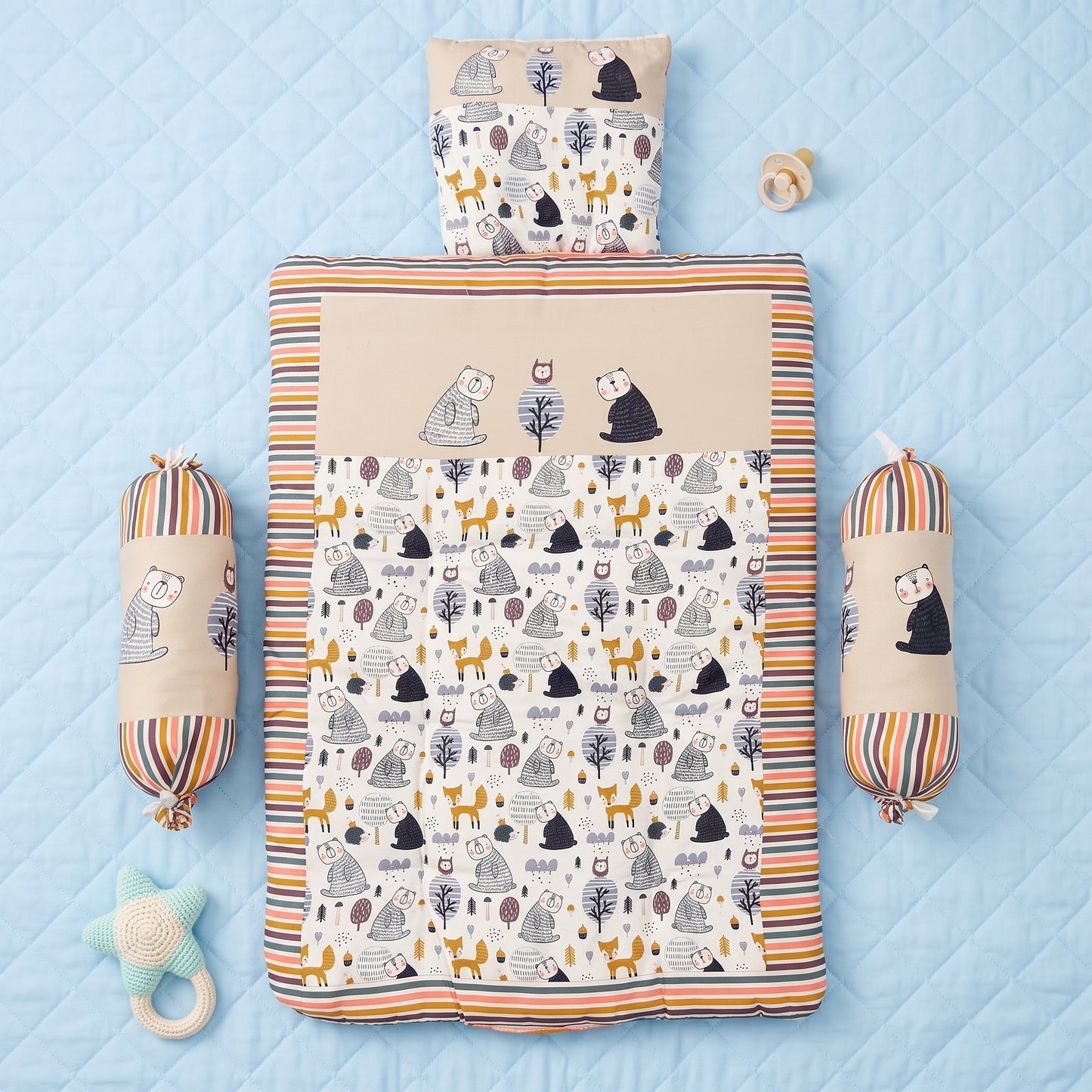 MONI MINI Exclusive Unique Digital Print Baby Mattress with Pillows