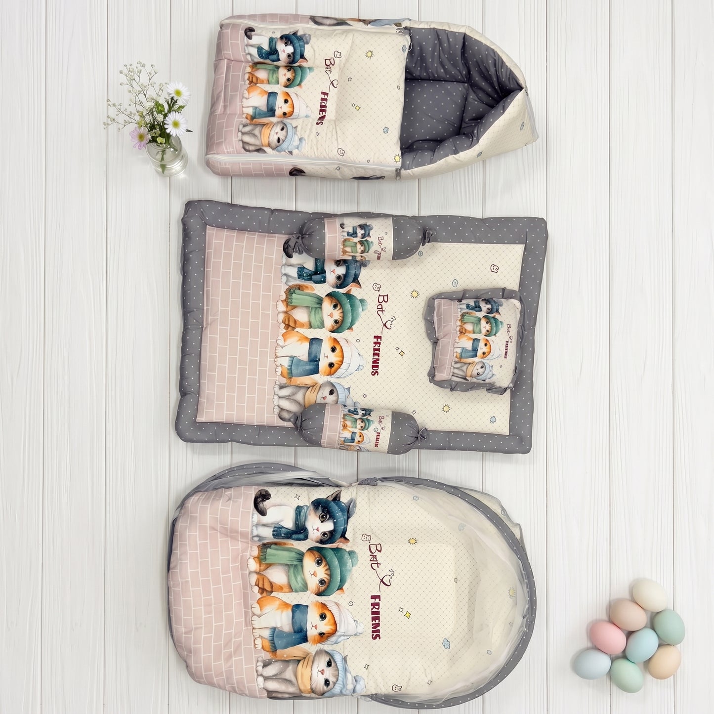 MONIMINI LUXURY DIGITAL PRINT BABY BEDDING SET | COMPLETE NEWBORN SLEEP & CARE COMBO