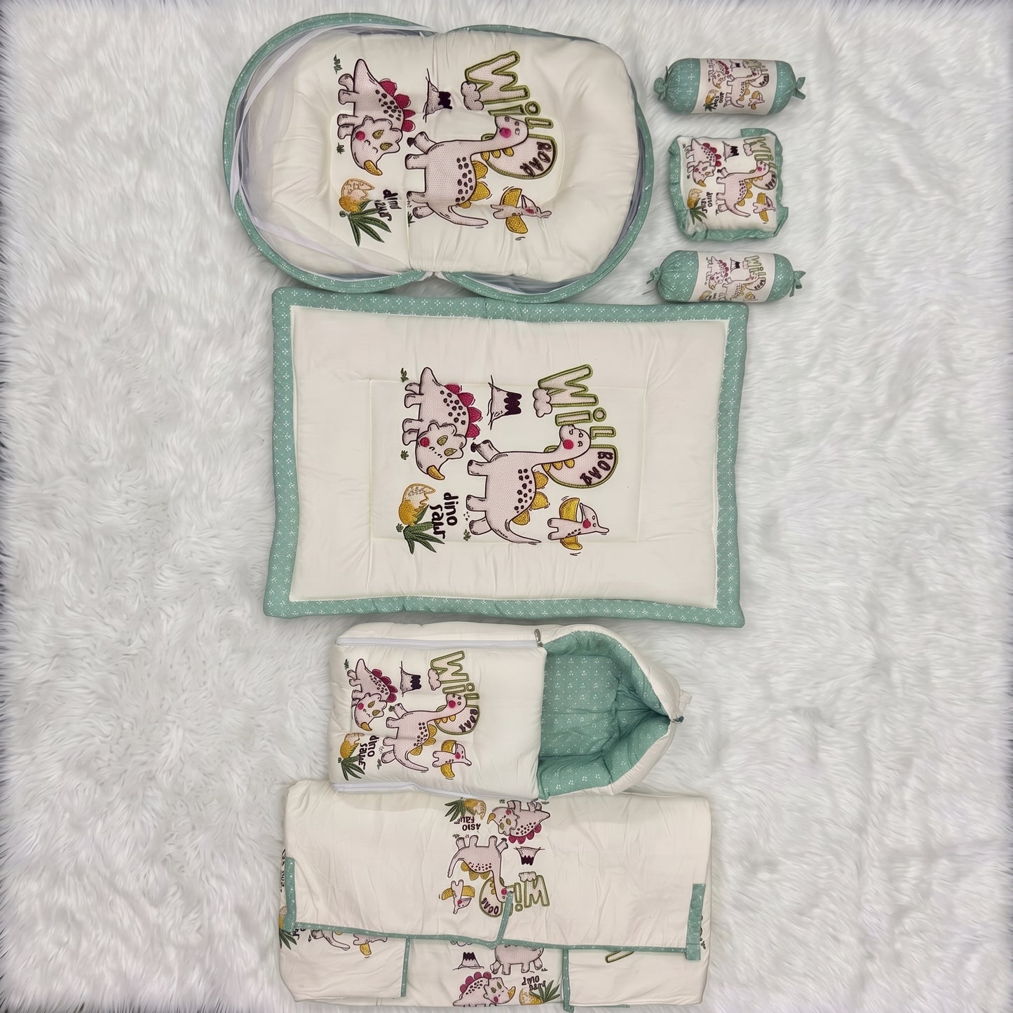 MONIMINI LUXURY DIGITAL PRINT BABY BEDDING COMBO SET FOR NEWBORNS 7-PIECE COTTON BABY CARE ESSENTIALS
