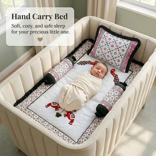 MONIMINI COMPLETE 7 PIECE EMBROIDERY BEDDING SET ESSENTIALS COMBO FOR BABY 0-6 MONTHS