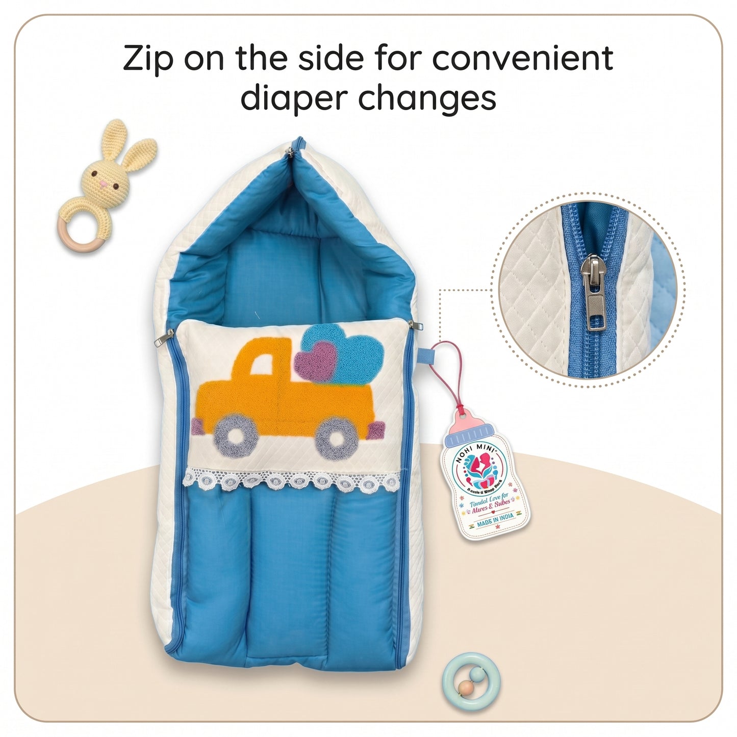 MONIMINI PREMIUM UNN WORK BABY SLEEPING BAG FOR NEWBORNS (0-6 MONTHS)