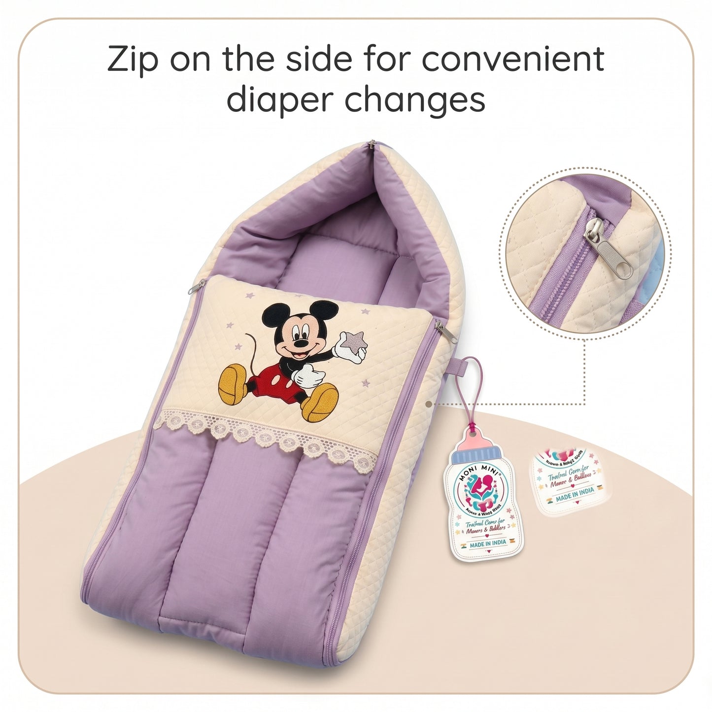 MONIMINI PREMIUM UNN WORK BABY SLEEPING BAG FOR NEWBORNS (0-6 MONTHS)