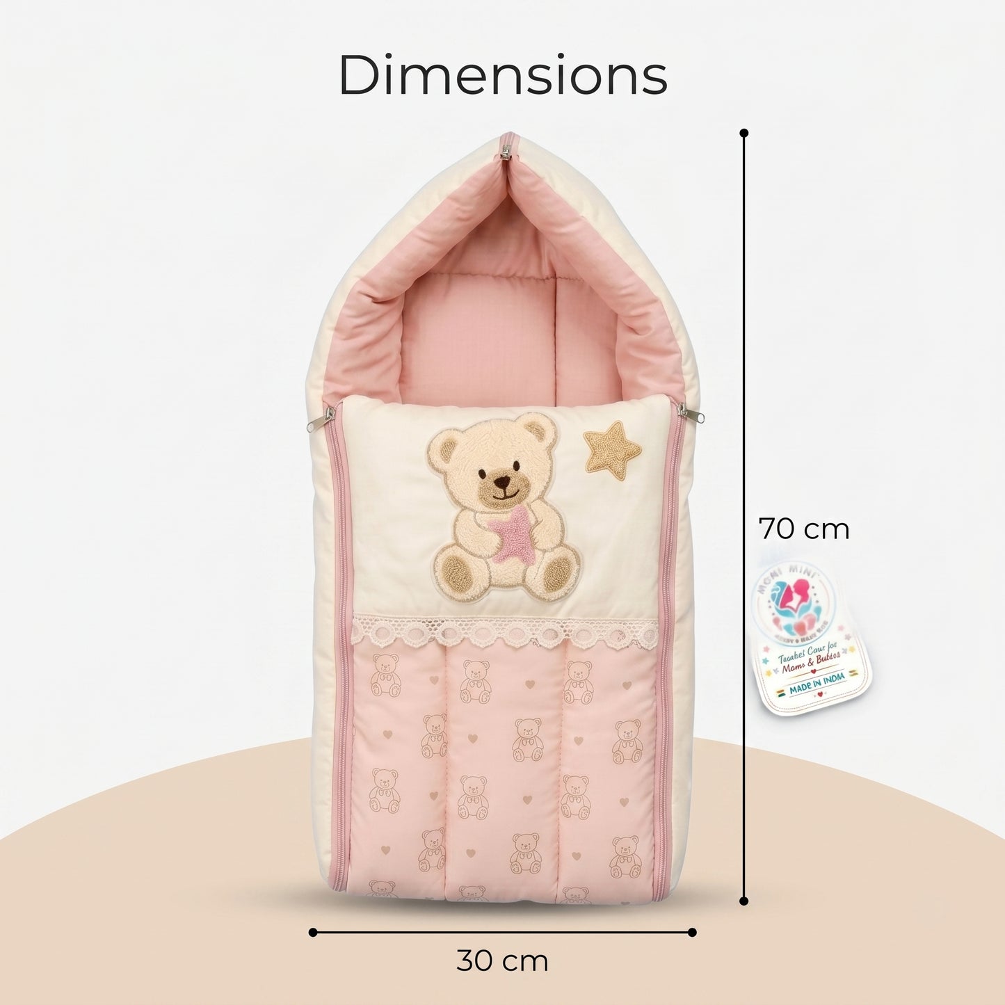 MONIMINI LUXURY BABY SLEEPING BAG | ULTRA SOFT COTTON BABY WRAP FOR NEWBORNS | SAFE, COZY & COMFORTABLE | 0-6 MONTHS