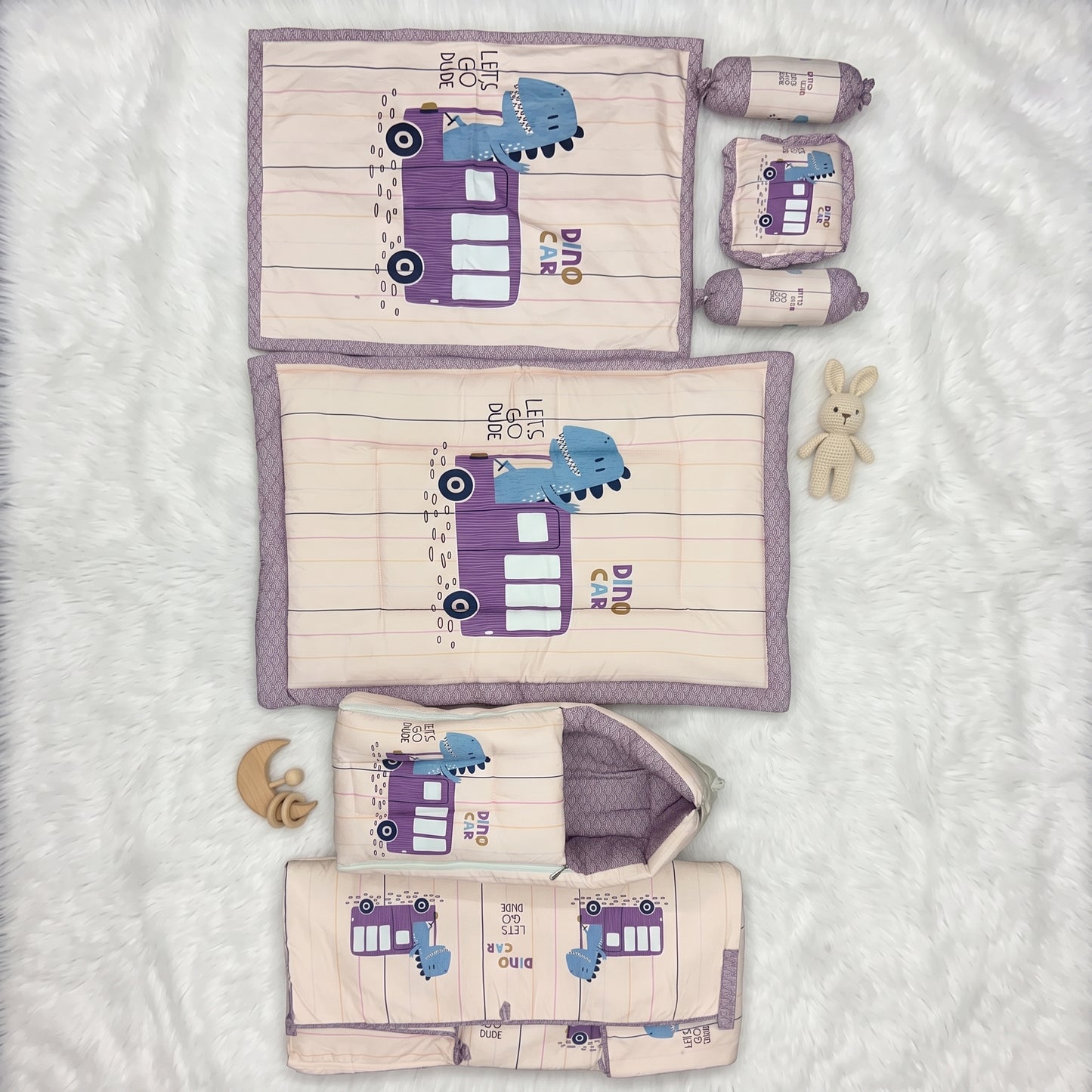MONIMINI LUXURY DIGITAL PRINT BABY BEDDING COMBO SET FOR NEWBORNS 7-PIECE COTTON BABY CARE ESSENTIALS