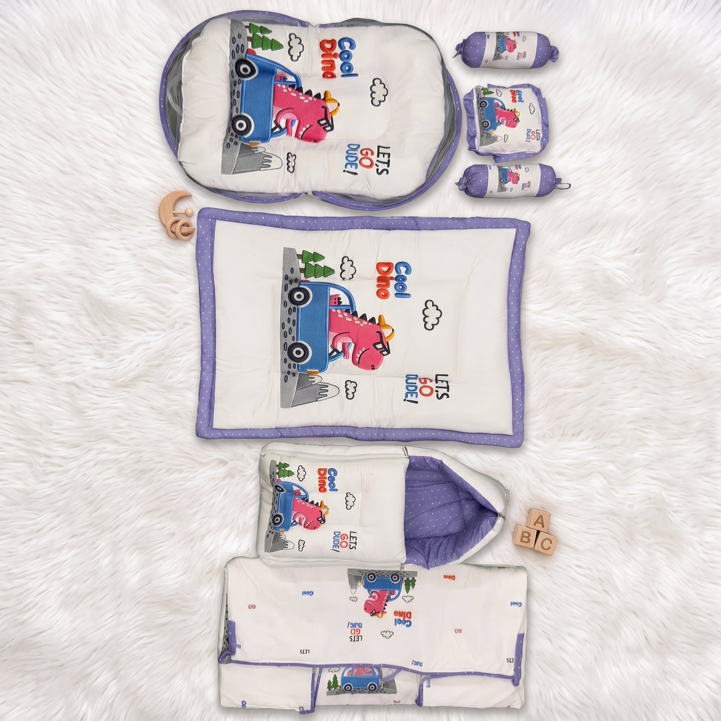 MONIMINI LUXURY DIGITAL PRINT BABY BEDDING COMBO SET FOR NEWBORNS 7-PIECE COTTON BABY CARE ESSENTIALS
