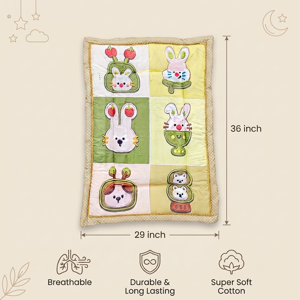 MONIMINI PREMIUM PRINTED BABY MATTRESS | SOFT COTTON BABY SLEEPING & PLAY MAT WITH CUTE DESIGN