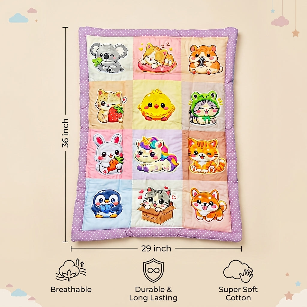 MONIMINI LUXURY PRINTED BABY MATTRESS | ULTRA SOFT COTTON SLEEPING & PLAY BED FOR NEWBORNS