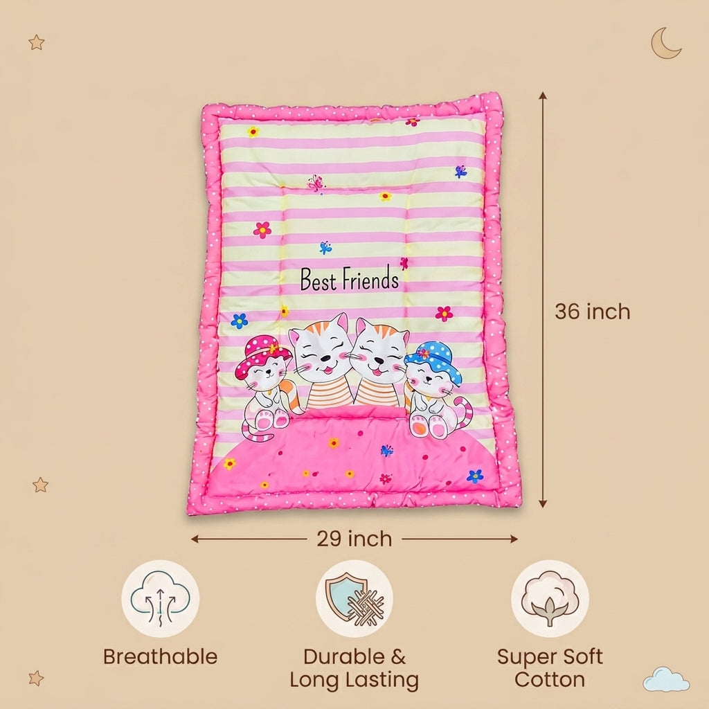 MONIMINI PREMIUM PRINTED BABY MATTRESS | SOFT COTTON BABY SLEEPING & PLAY MAT WITH CUTE DESIGN