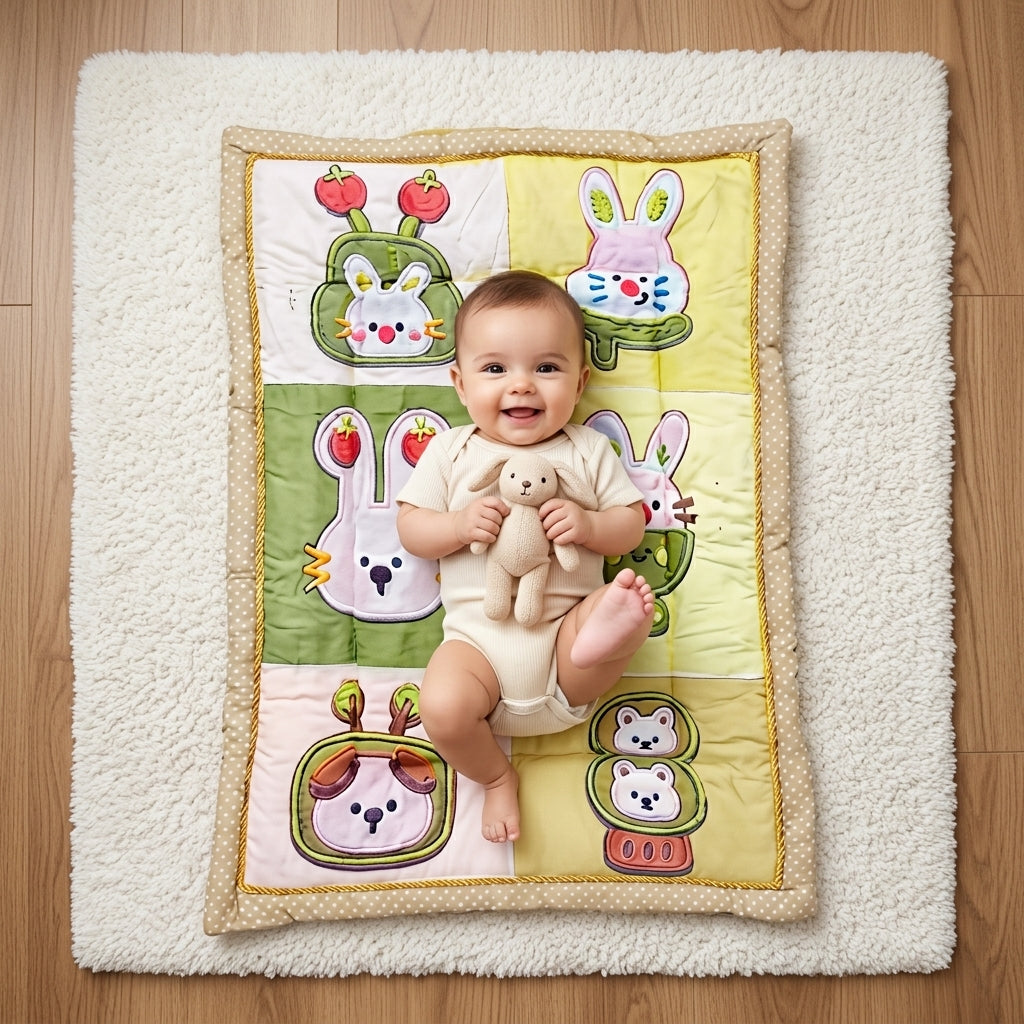 MONIMINI PREMIUM PRINTED BABY MATTRESS | SOFT COTTON BABY SLEEPING & PLAY MAT WITH CUTE DESIGN