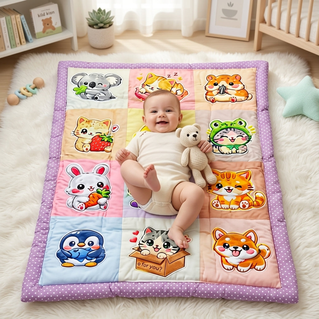 MONIMINI LUXURY PRINTED BABY MATTRESS | ULTRA SOFT COTTON SLEEPING & PLAY BED FOR NEWBORNS
