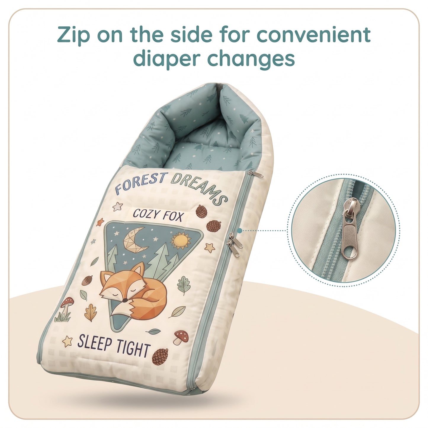 MONIMINI LUXURY DIGITAL BABY SLEEPING BAG | ULTRA SOFT COTTON BABY WRAP FOR NEWBORNS | SAFE, COZY & COMFORTABLE | 0-6 MONTHS