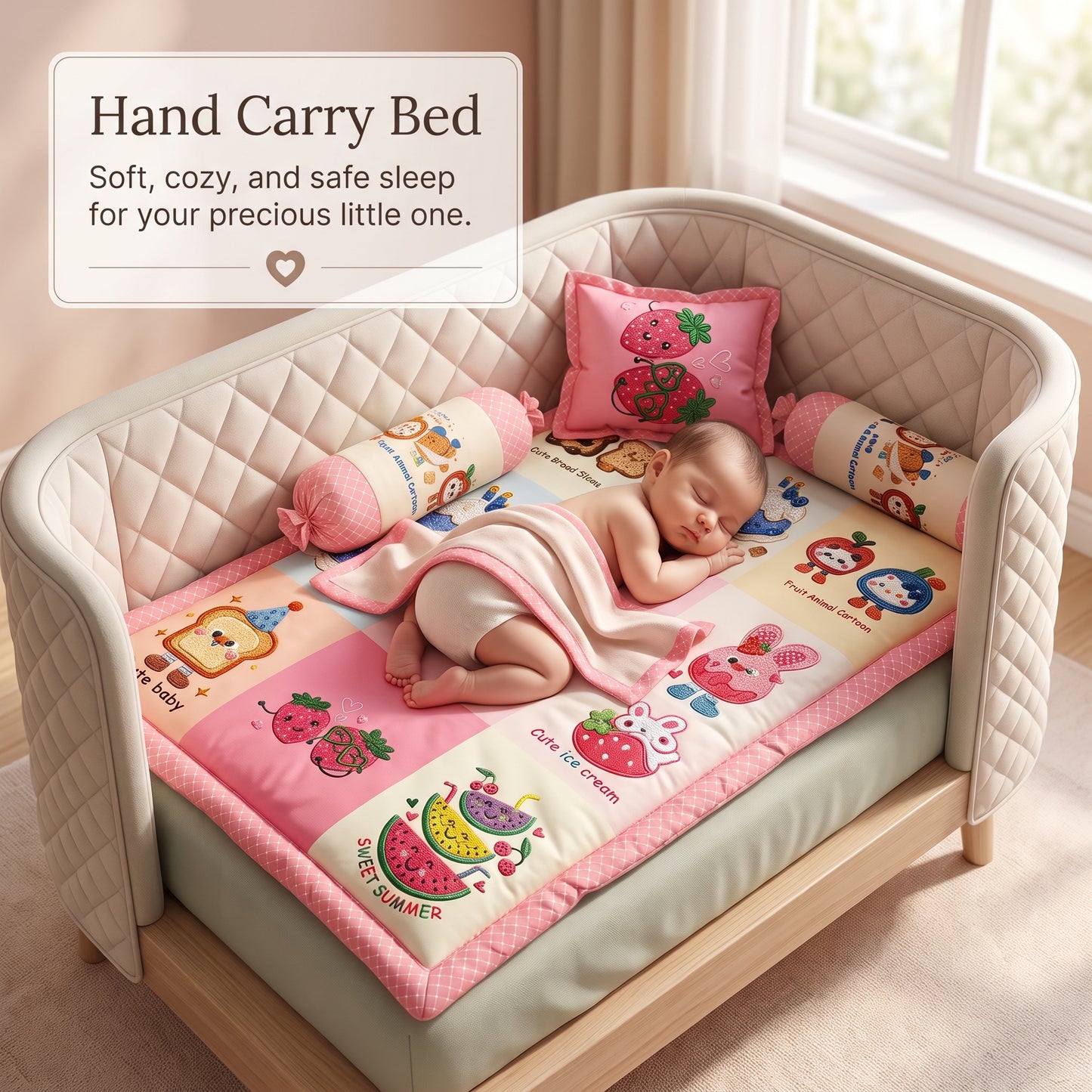 MONIMINI COMPLETE 7 PIECE DIGITAL PRINT BEDDING SET ESSENTIALS COMBO FOR BABY 0-6 MONTHS