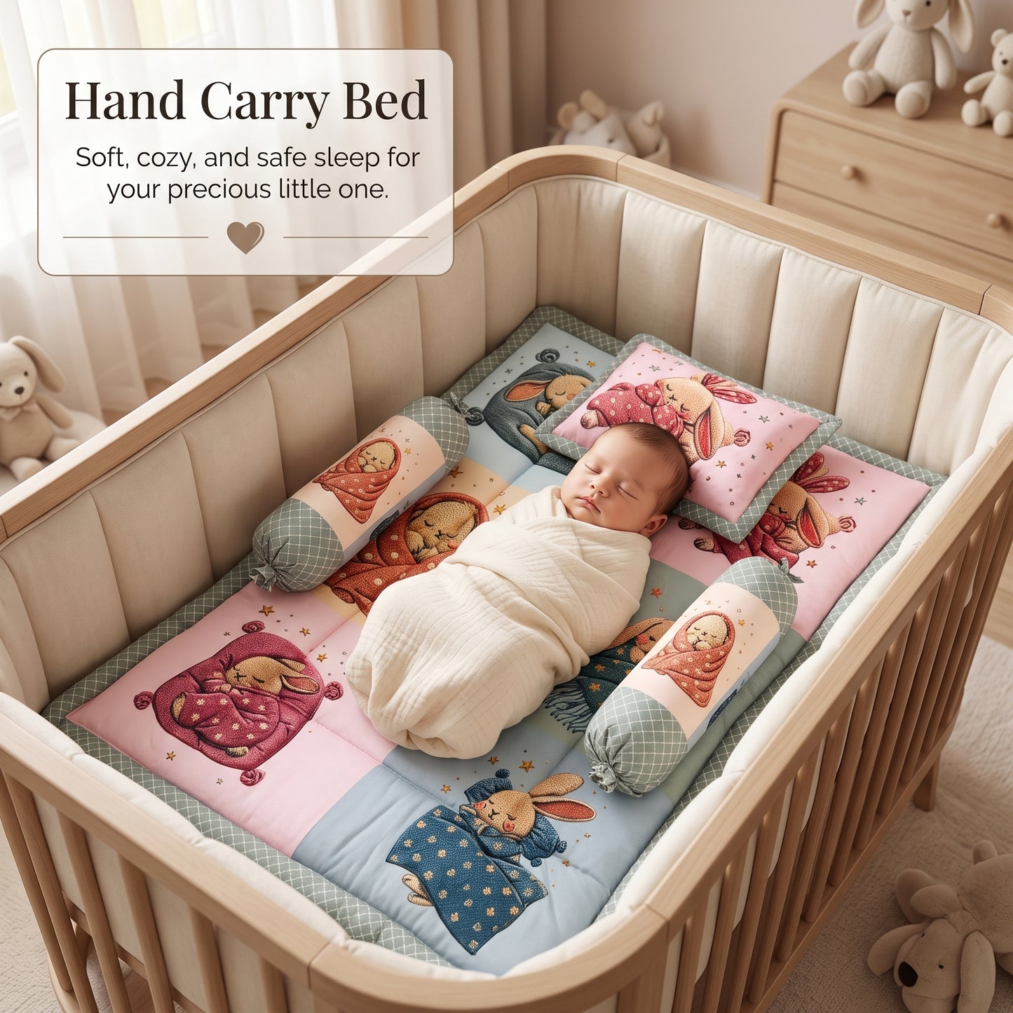 MONIMINI LUXURY DIGITAL PRINT BABY BEDDING COMBO SET FOR NEWBORNS 7-PIECE COTTON BABY CARE ESSENTIALS