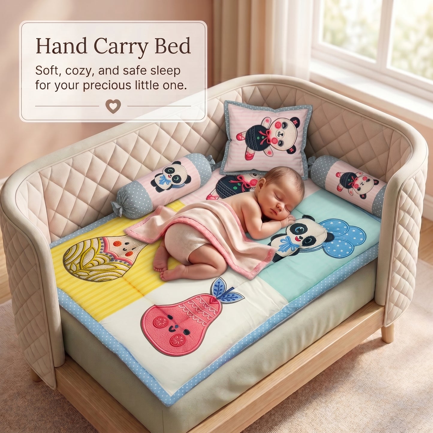 MONIMINI LUXURY DIGITAL PRINT BABY BEDDING COMBO SET FOR NEWBORNS 7-PIECE COTTON BABY CARE ESSENTIALS