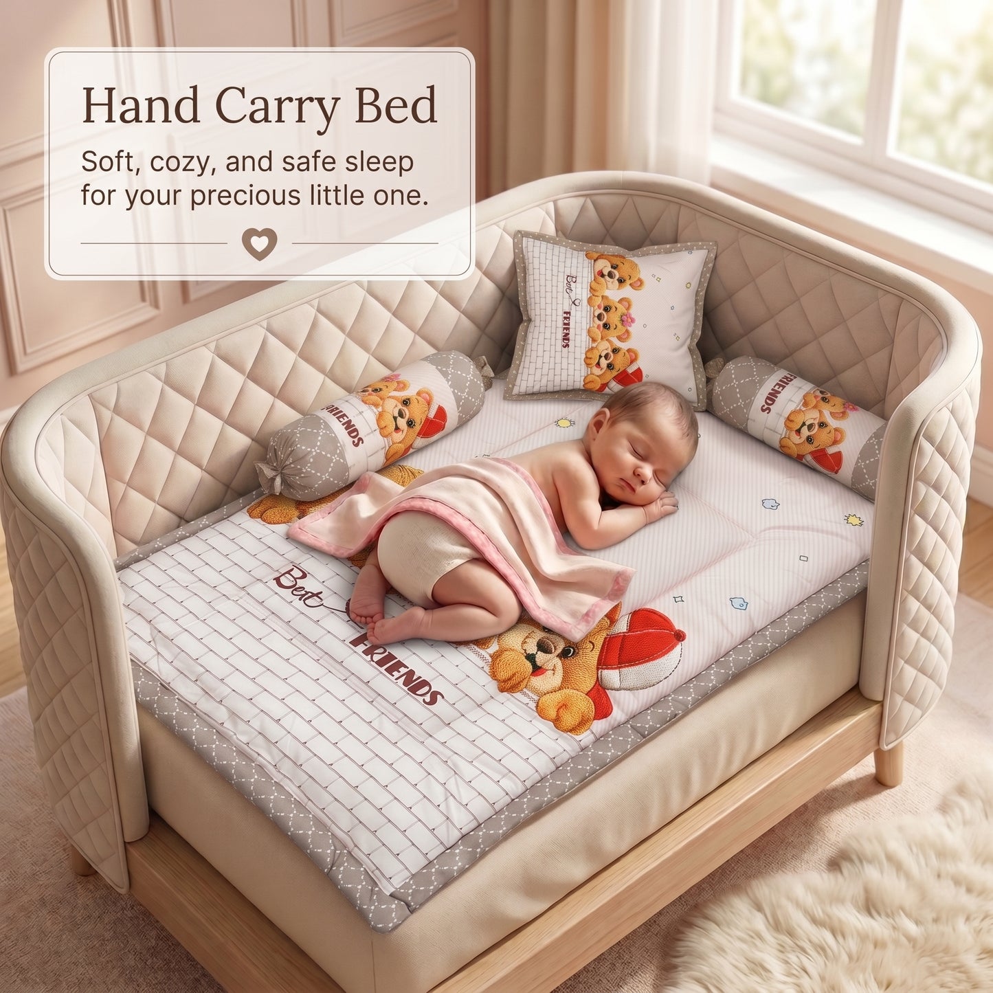 MONIMINI LUXURY DIGITAL PRINT BABY BEDDING COMBO SET FOR NEWBORNS 7-PIECE COTTON BABY CARE ESSENTIALS