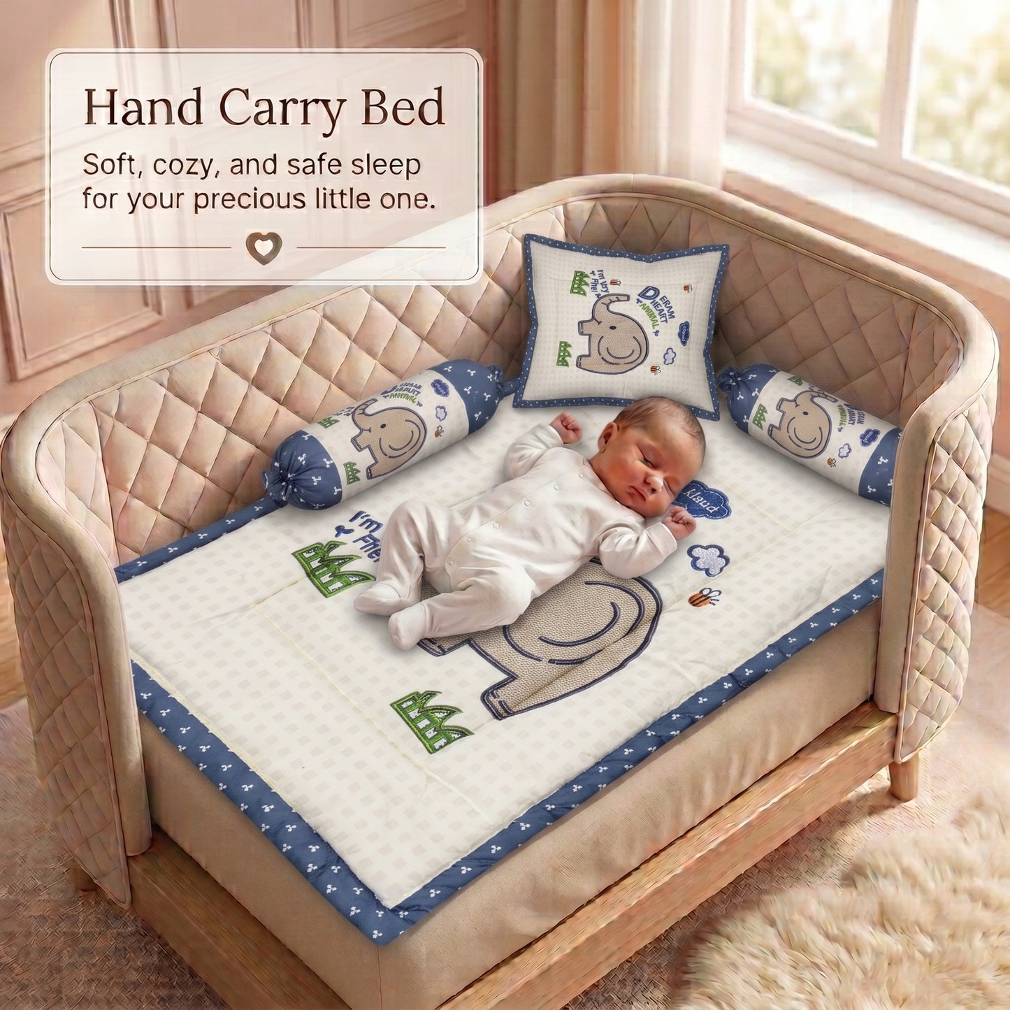 MONIMINI COMPLETE 7 PIECE DIGITAL PRINT BEDDING SET ESSENTIALS COMBO FOR BABY 0-6 MONTHS