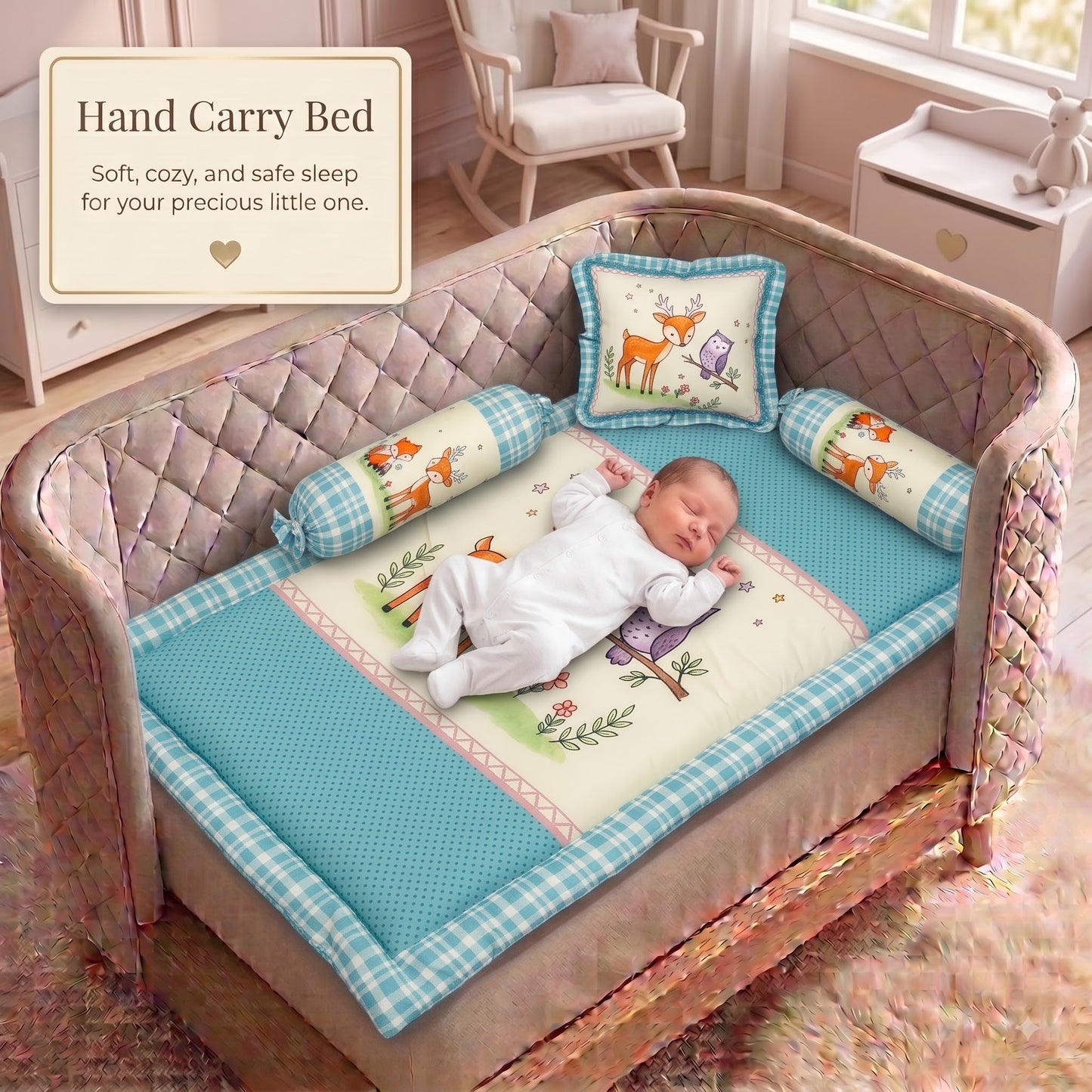 MONIMINI LUXURY DIGITAL PRINT BABY BEDDING SET | COMPLETE NEWBORN SLEEP & CARE COMBO