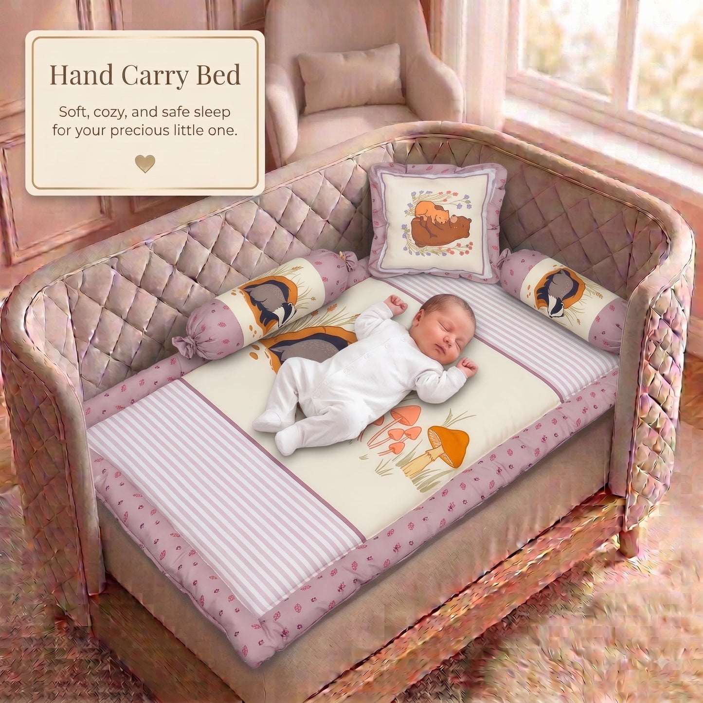 MONIMINI LUXURY DIGITAL PRINT BABY BEDDING SET | COMPLETE NEWBORN SLEEP & CARE COMBO