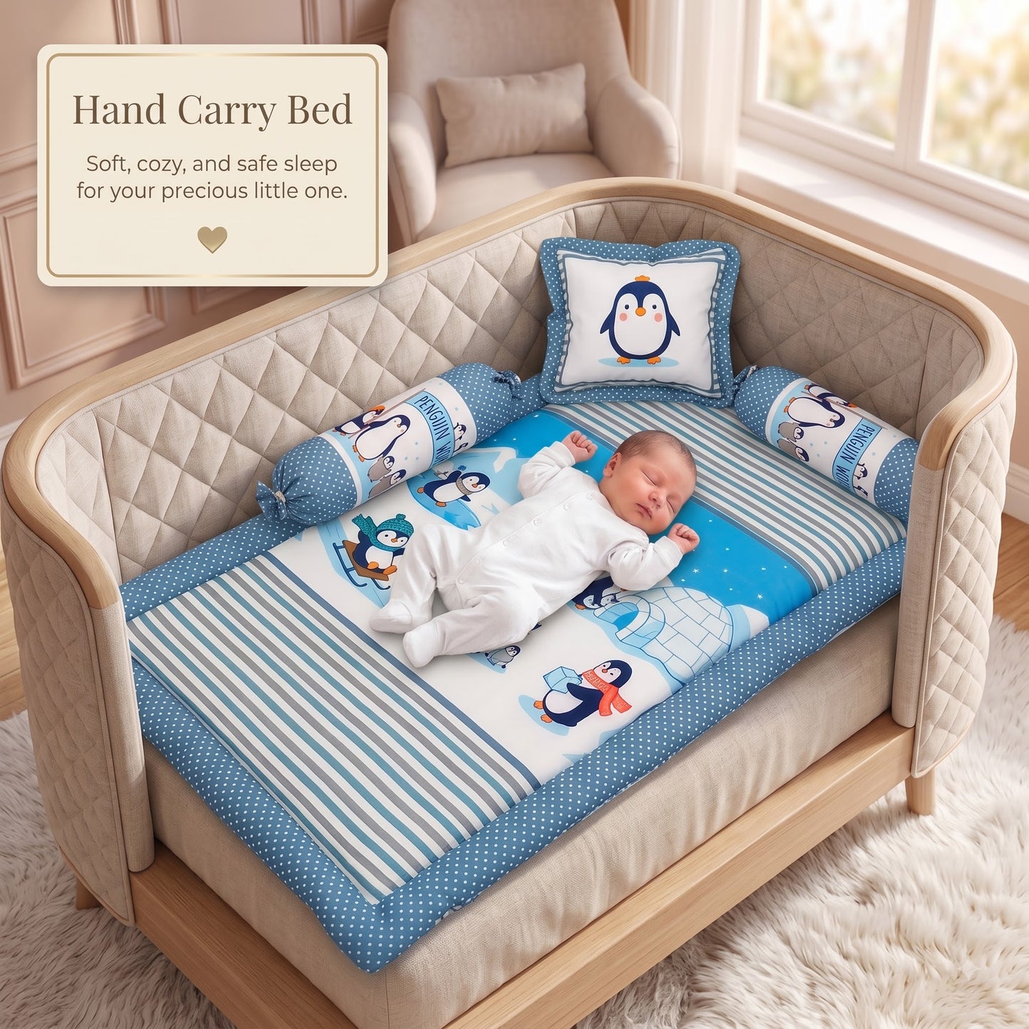 MONIMINI LUXURY DIGITAL PRINT BABY BEDDING SET | COMPLETE NEWBORN SLEEP & CARE COMBO