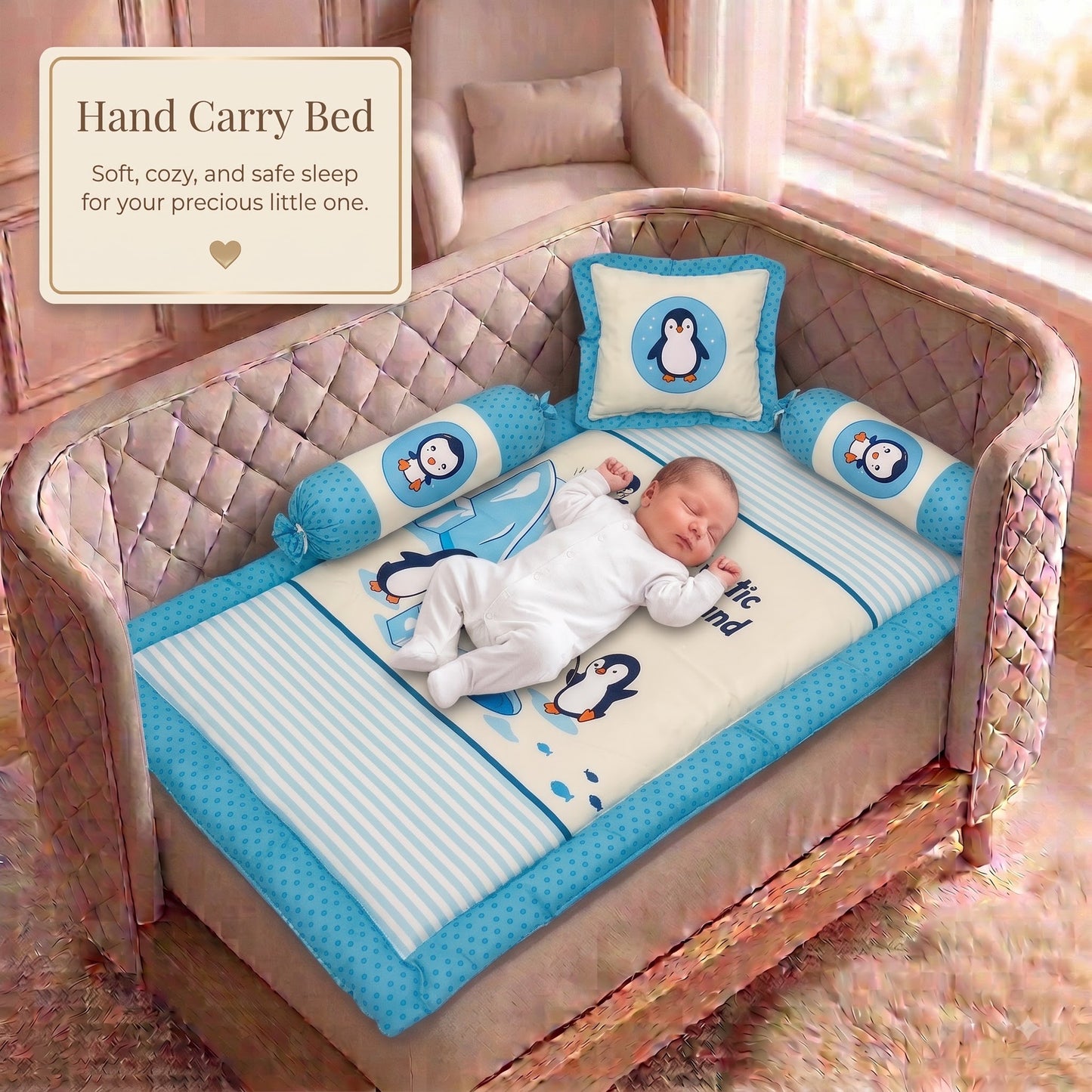 MONIMINI LUXURY DIGITAL PRINT BABY BEDDING SET | COMPLETE NEWBORN SLEEP & CARE COMBO