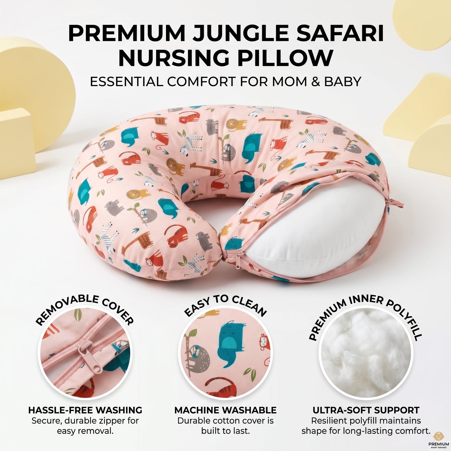 MONIMINI PREMIUM DIGITAL PRINT FEEDING PILLOW | BABY SUPPORT CUSHION FOR FEEDING & TUMMY TIME