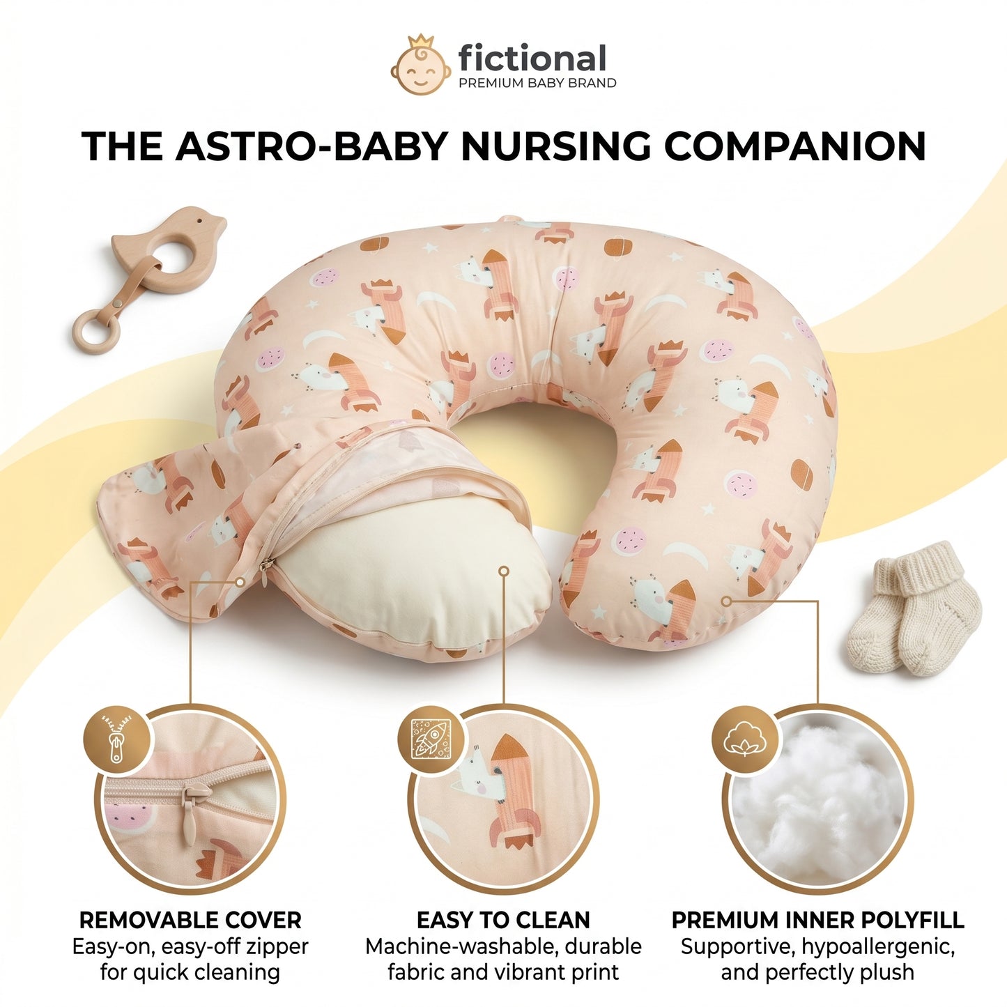 MONIMINI PREMIUM DIGITAL PRINT FEEDING PILLOW | BABY SUPPORT CUSHION FOR FEEDING & TUMMY TIME