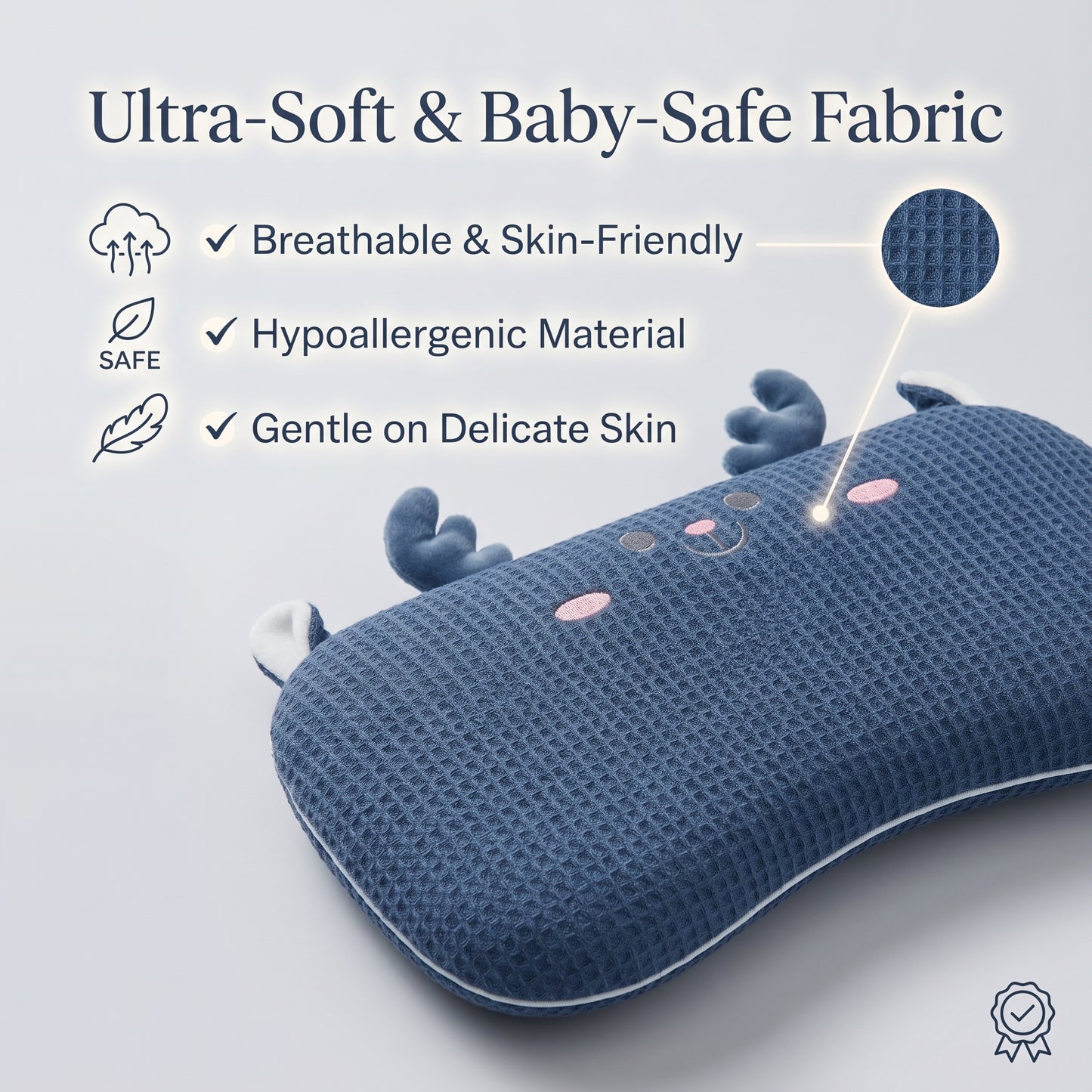 MONIMINI PREMIUM BABY MEMORY FOAM PILLOW | PRESSURE-RELIEF HEAD SUPPORT FOR NEWBORNS 0-12 MONTHS