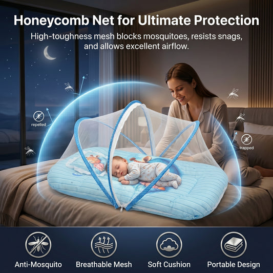 MONIMINI EXTRA LARGE BABY BED | BREATHABLE MOSQUITO NET & SOFT CUSHION COMFORT