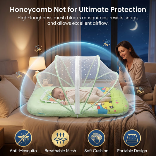 MONIMINI EXTRA LARGE BABY BED | BREATHABLE MOSQUITO NET & SOFT CUSHION COMFORT