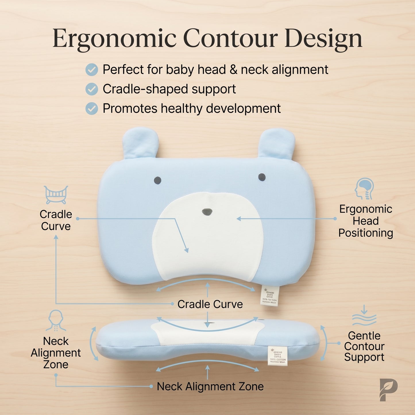 MONIMINI ULTRA-SOFT MEMORY FOAM BABY PILLOW | GENTLE HEAD & NECK SUPPORT FOR INFANTS