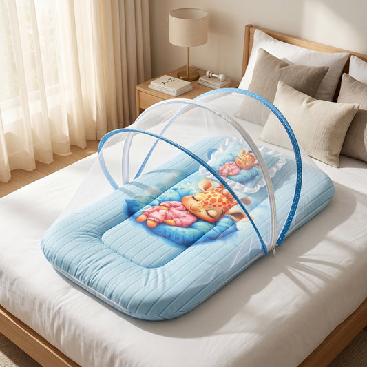 MONIMINI EXTRA LARGE BABY BED | BREATHABLE MOSQUITO NET & SOFT CUSHION COMFORT