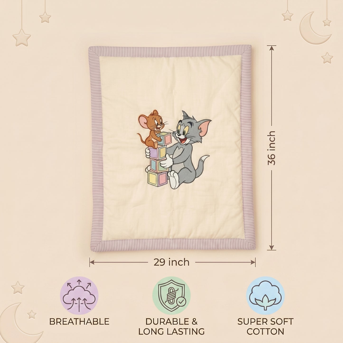 MONIMINI LUXURY PRINTED BABY MATTRESS | ULTRA SOFT COTTON SLEEPING & PLAY BED FOR NEWBORNS
