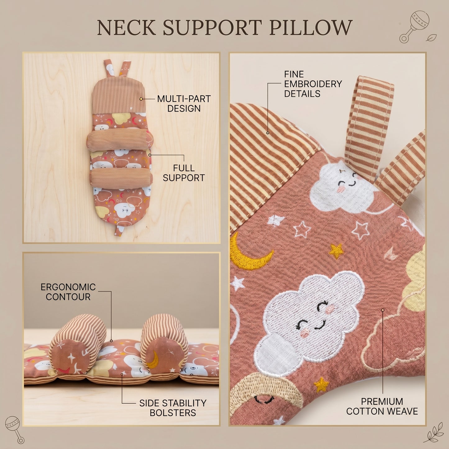 MONIMINI PREMIUM RAI PILLOW FOR BABIES | SOFT COTTON MUSTARD SEED HEAD SUPPORT PILLOW