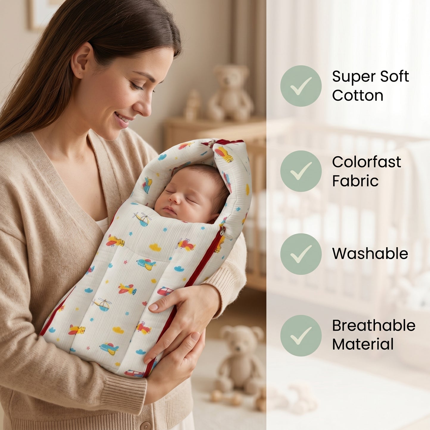 MONIMINI PREMIUM MUSLIN COMBO SET | BABY SLEEPING BAG & MOSQUITO NET MATTRESS FOR NEWBORNS