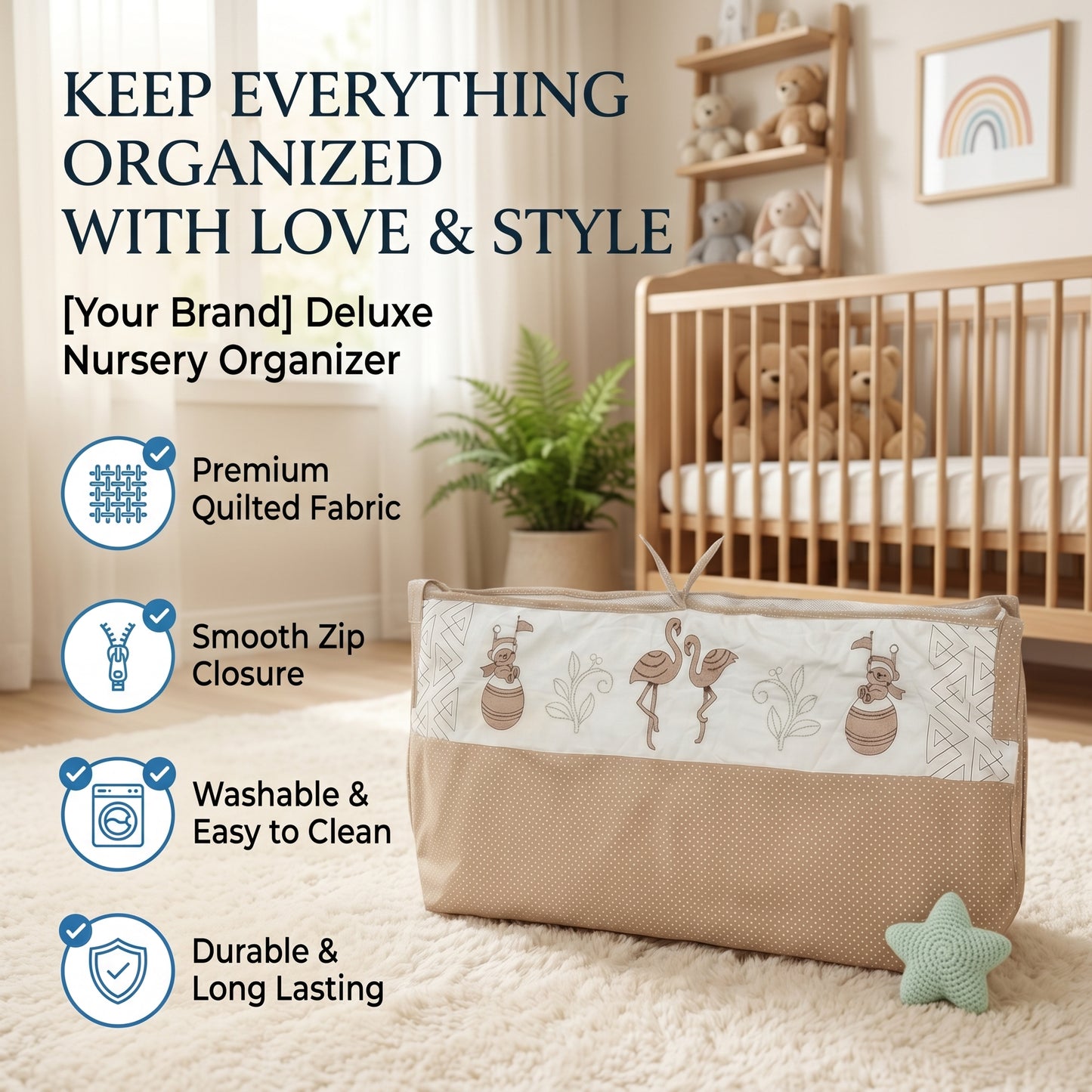 MONIMINI EMBROIDERY CRADLE COVER FOR NEWBORNS | SOFT COTTON BABY CRADLE BED SHEET | WASHABLE & COMFORTABLE