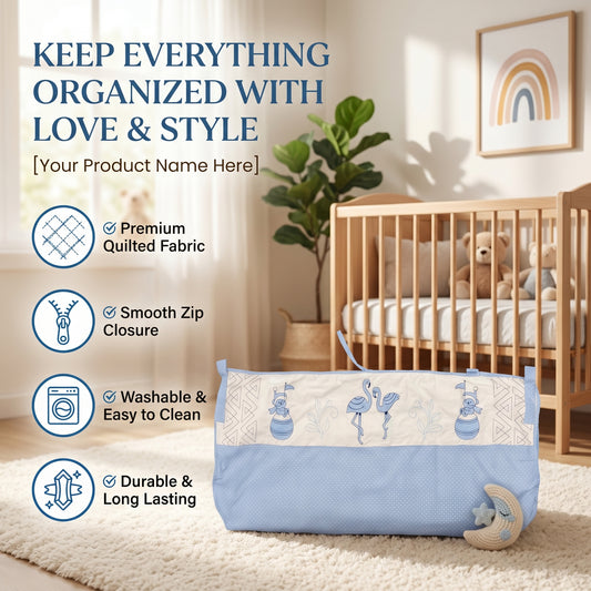 MONIMINI PREMIUM BABY CRADLE EMBROIDERY COVER | SOFT COTTON CRADLE BEDDING FOR NEWBORNS
