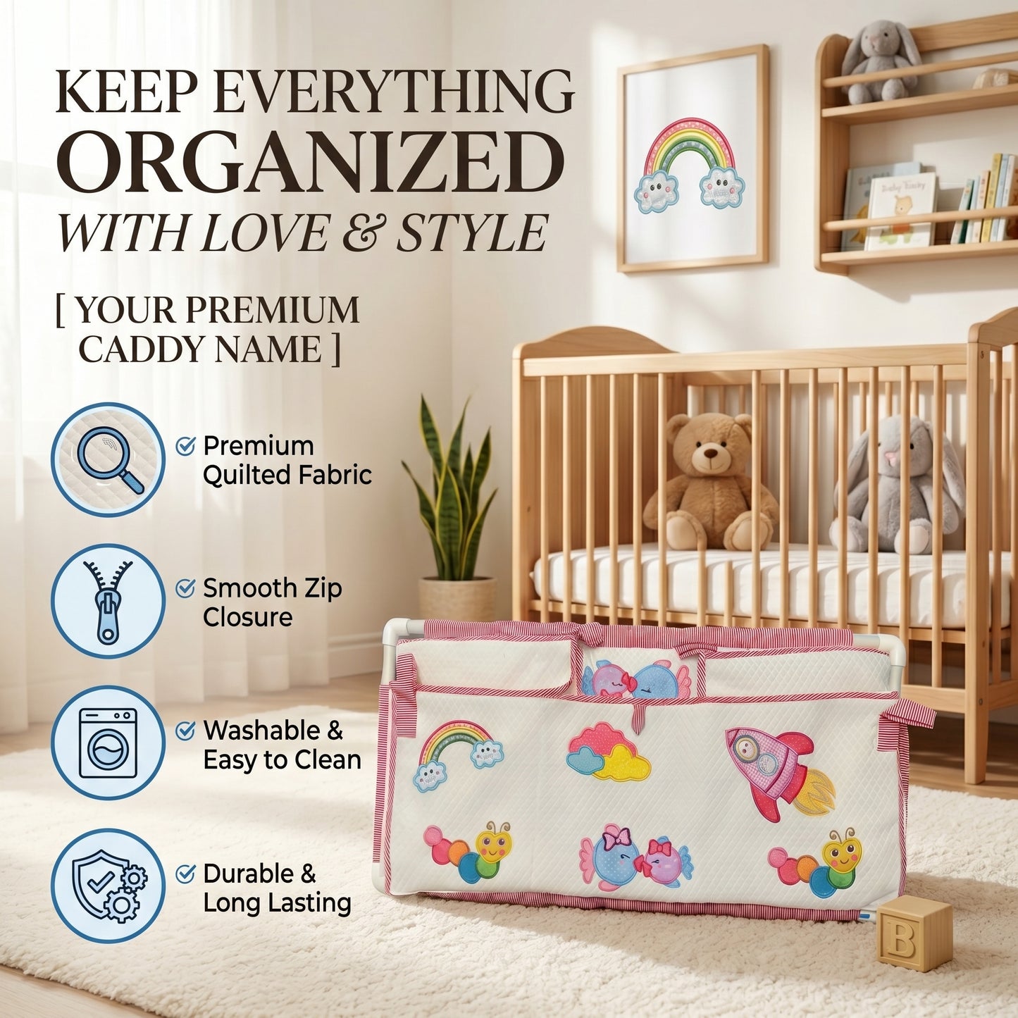 MONIMINI PATCH WORK PIPE CRADLE COVER FOR NEWBORNS | SOFT COTTON BABY CRADLE BEDDING | WASHABLE & COMFORTABLE